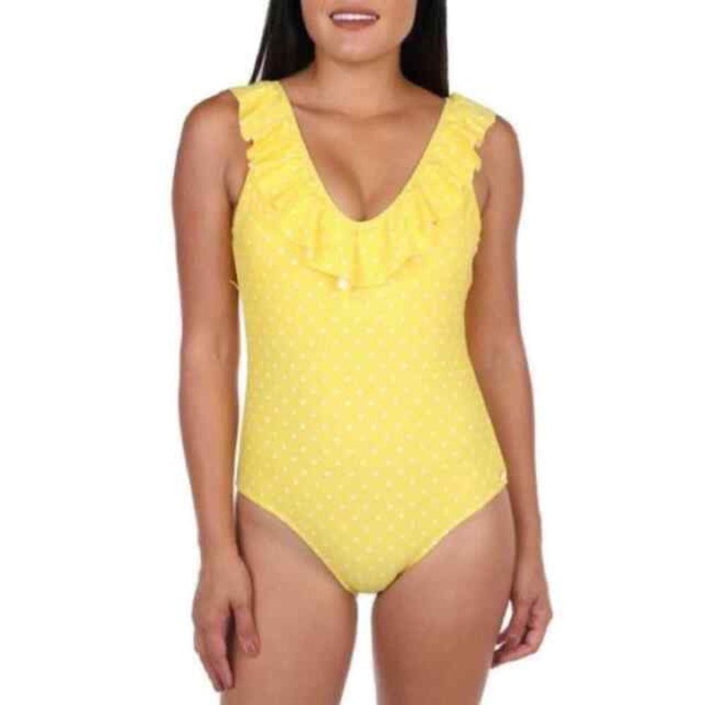 NWT Yellow and White Polka Dot Swimsuit sz M